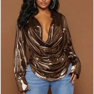 Metallic Draped Blouse